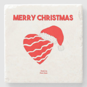 Weihnachtsmann-Herz-Untersetzer Steinuntersetzer