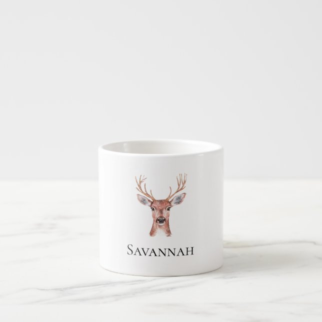 Weihnachtsmann Hirsch Personalisierter Name Espressotasse (Vorderseite)