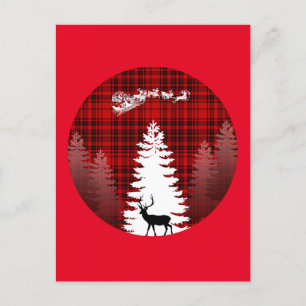 weihnachtsmann hirsch weihnachtsbaum rot kariert postkarte