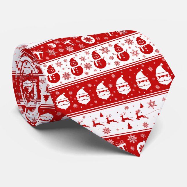 Weihnachtsmann, Hirsche und Schneeflocken Weiße un Krawatte (Gerollt)