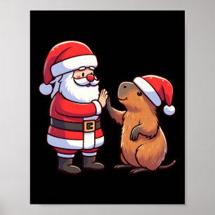 Weihnachtsmann Hochglanzkinder in Capybara Poster