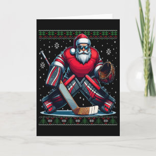 Weihnachtsmann-Hockey-Torhüter hässlicher Weihnach Karte