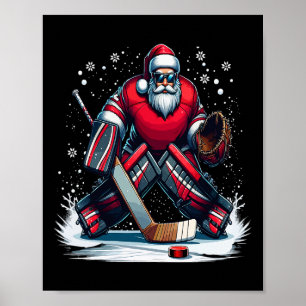 Weihnachtsmann-Hockey-Torhüter hässlicher Weihnach Poster