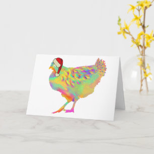 Weihnachtsmann Huhn Lustig Bunt Hühnerliebhaber Karte