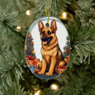 Weihnachtsmann, Hund Lover Keramik Ornament