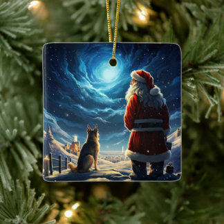 Weihnachtsmann, Hund Lover Keramikornament