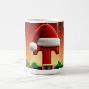 Weihnachtsmann-Hut Anfangsbuchstabe T für Familien Kaffeetasse
