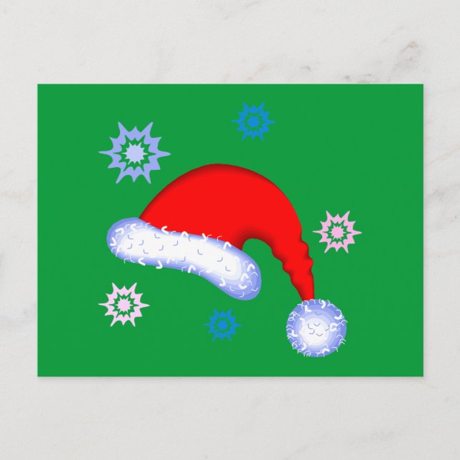 Weihnachtsmann-Hut Feiertagspostkarte (Vorderseite)