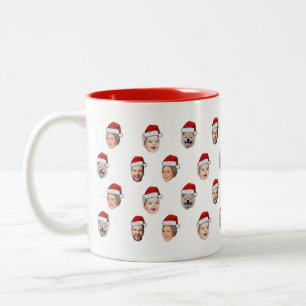 Weihnachtsmann Hut Gesicht Benutzerdefinierte Fami Zweifarbige Tasse