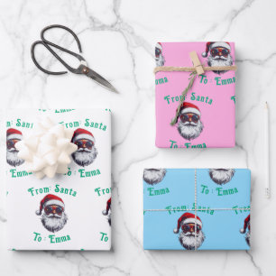 Weihnachtsmann Hut Gesicht personalisieren Weihnac Geschenkpapier Set