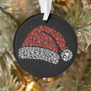 Weihnachtsmann Hut Pfotenabdruck Weihnachten Hunde Ornament