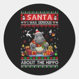 Weihnachtsmann, ich meine es ernst mit dem Nilpfer Runder Aufkleber