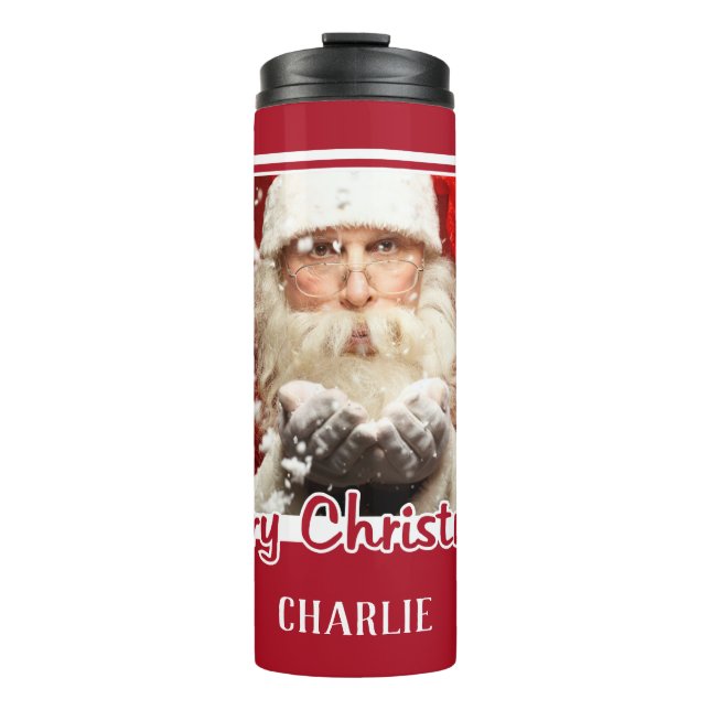 Weihnachtsmann / IHR FOTO individuelle Name Weihna Thermosbecher (Vorderseite)
