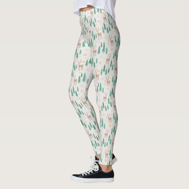 Weihnachtsmann im Evergreen Winterwald Leggings (Links)