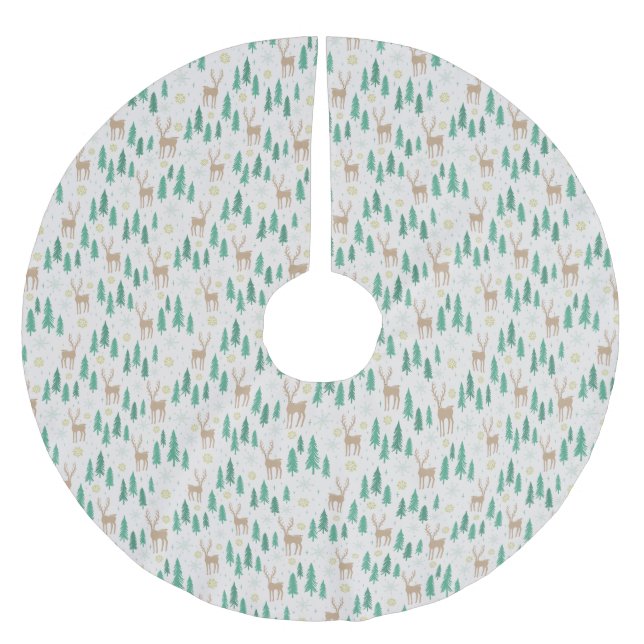 Weihnachtsmann im Evergreen Winterwald Polyester Weihnachtsbaumdecke (Vorderseite)