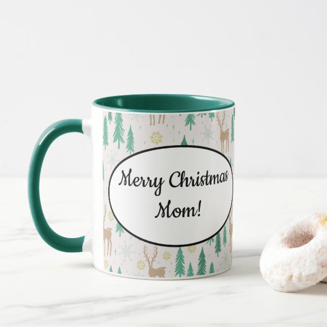 Weihnachtsmann im Evergreen Winterwald Tasse (Mit Donut)