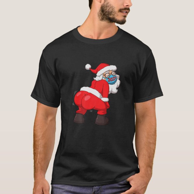 Weihnachtsmann im Gesicht Weihnachten 2021 T-Shirt (Vorderseite)