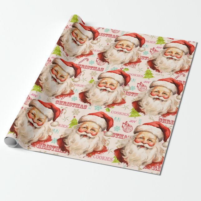 Weihnachtsmann im großen Maßstab Geschenkpapier (Ungerollt)