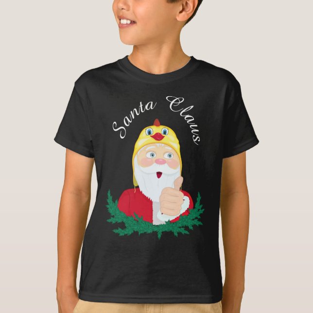 Weihnachtsmann im Hühnerhut, Daumen, Weihnachten T-Shirt (Vorderseite)