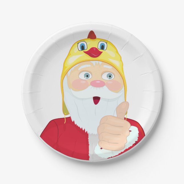 Weihnachtsmann im Hut, Daumen, Weihnachten Pappteller (Vorderseite)