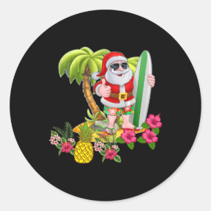 Weihnachtsmann im Juli Santa Hawaiian Surfing T-Sh Runder Aufkleber