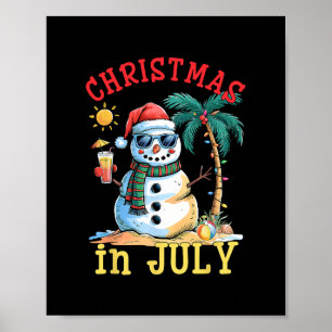 Weihnachtsmann im Juli Schneemann Sommer Strand Ur Poster