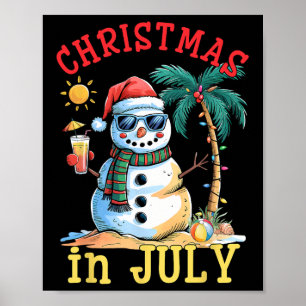 Weihnachtsmann im Juli Schneemann Sommer Strand Ur Poster