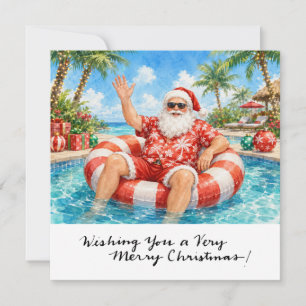WEIHNACHTSMANN im Pool am Strand Weihnachten