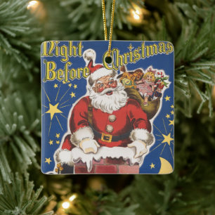 Weihnachtsmann im Retro-Stil, Die Nacht vor Weihna Keramikornament