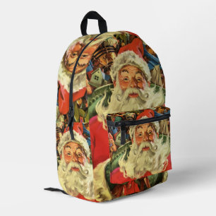 Weihnachtsmann im Schlitten mit Spielzeug im Vinta Bedruckter Rucksack