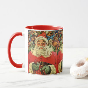 Weihnachtsmann im Schlitten mit Spielzeug im Vinta Tasse