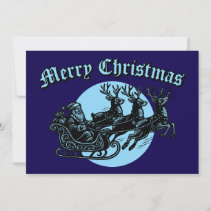 Weihnachtsmann im Schlitten und Rentier Weihnachte Feiertagskarte