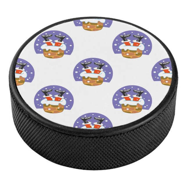 Weihnachtsmann im Schornstein, Schnee, Weihnachten Eishockey Puck (3/4)