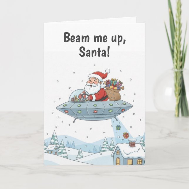 Weihnachtsmann im UFO Weihnachten Karte (Vorderseite)