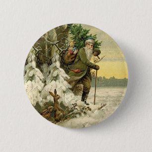 Weihnachtsmann im viktorianischen Stil auf dem Wei Button