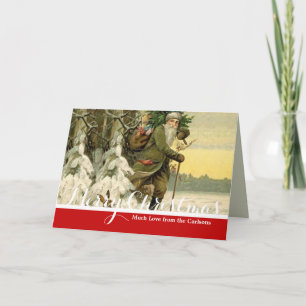 Weihnachtsmann im viktorianischen Stil auf dem Wei Dankeskarte