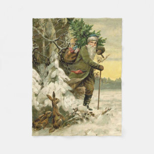 Weihnachtsmann im viktorianischen Weihnachtsbaum-S Fleecedecke