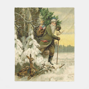 Weihnachtsmann im viktorianischen Weihnachtsbaum-S Fleecedecke