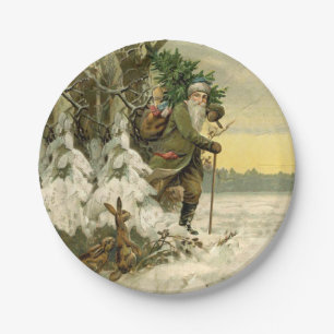 Weihnachtsmann im viktorianischen Weihnachtsbaum-S Pappteller