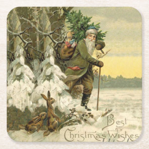 Weihnachtsmann im viktorianischen Weihnachtsbaum-S Rechteckiger Pappuntersetzer