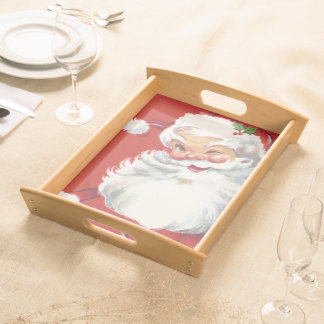 Weihnachtsmann im Vintage-Stil, fröhlich und zwink Serviertablett