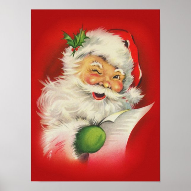 Weihnachtsmann im Vintage-Stil Poster (Vorne)