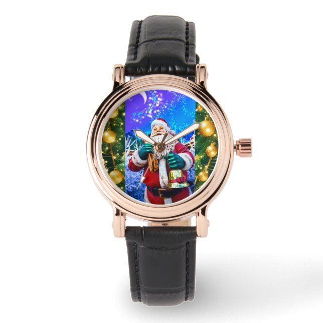 Weihnachtsmann im Winter eWatch Armbanduhr (Vorderseite)