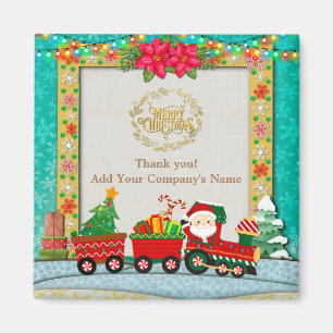 Weihnachtsmann im Zug mit Geschenken und Weihnacht Magnet