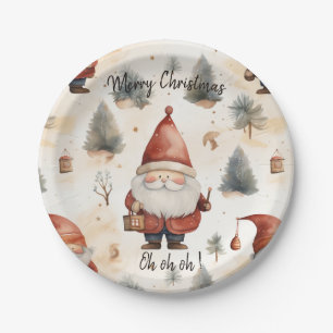 Weihnachtsmann in Aquarellfarbe 2 - Papierplatte Pappteller