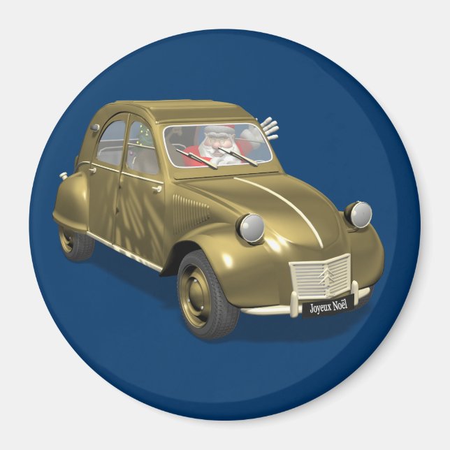 Weihnachtsmann in Citroen 2 CV Magnet (Vorne)