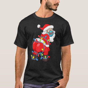 Weihnachtsmann in der Maske Weihnachtsbaumleuchten T-Shirt