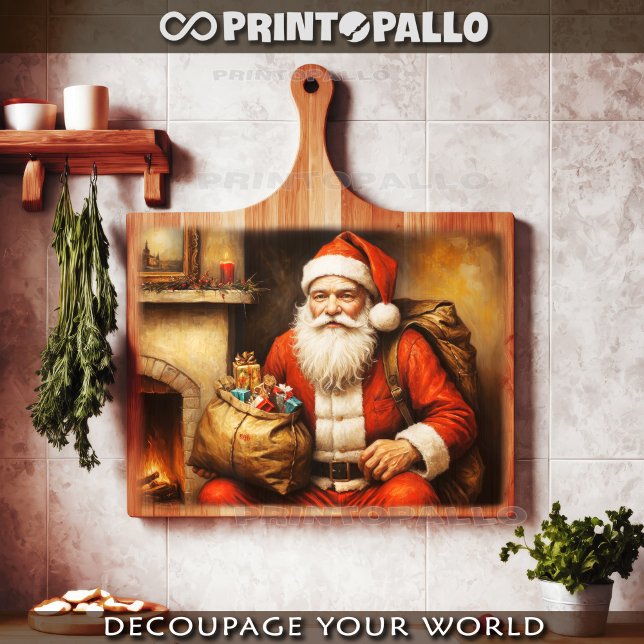 Weihnachtsmann in der Nähe des Kamins zu Weihnacht Seidenpapier (Von Creator hochgeladen)