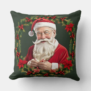 Weihnachtsmann in einem festlichen Kranz Kissen