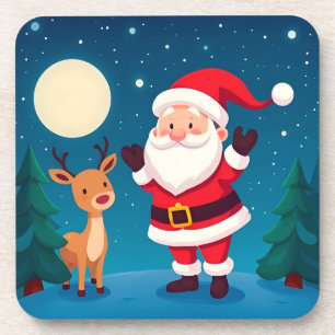 Weihnachtsmann in einer magischen Winterlandschaft Getränkeuntersetzer